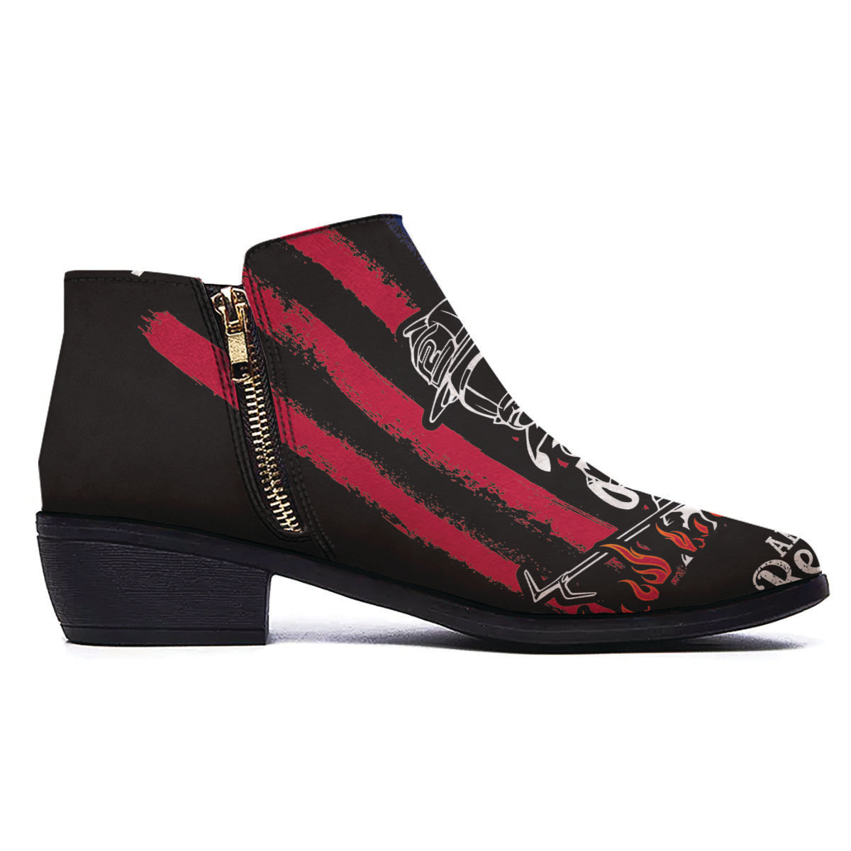 Firefighter Emblem American Print Ankle Boots-grizzshop
