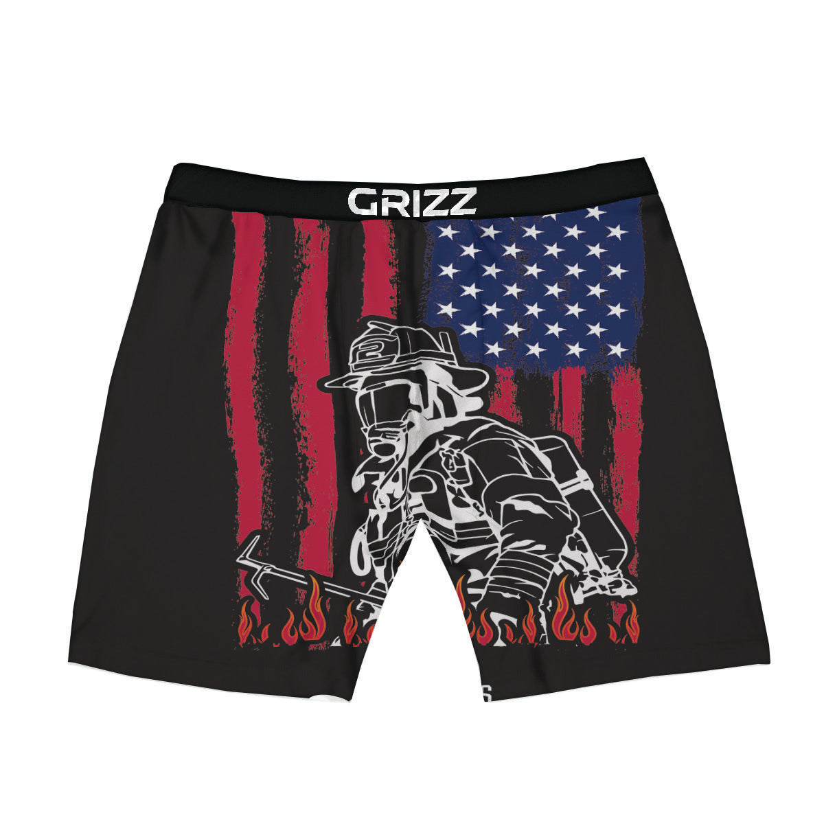 Firefighter Emblem American Print Boxer Briefs-grizzshop