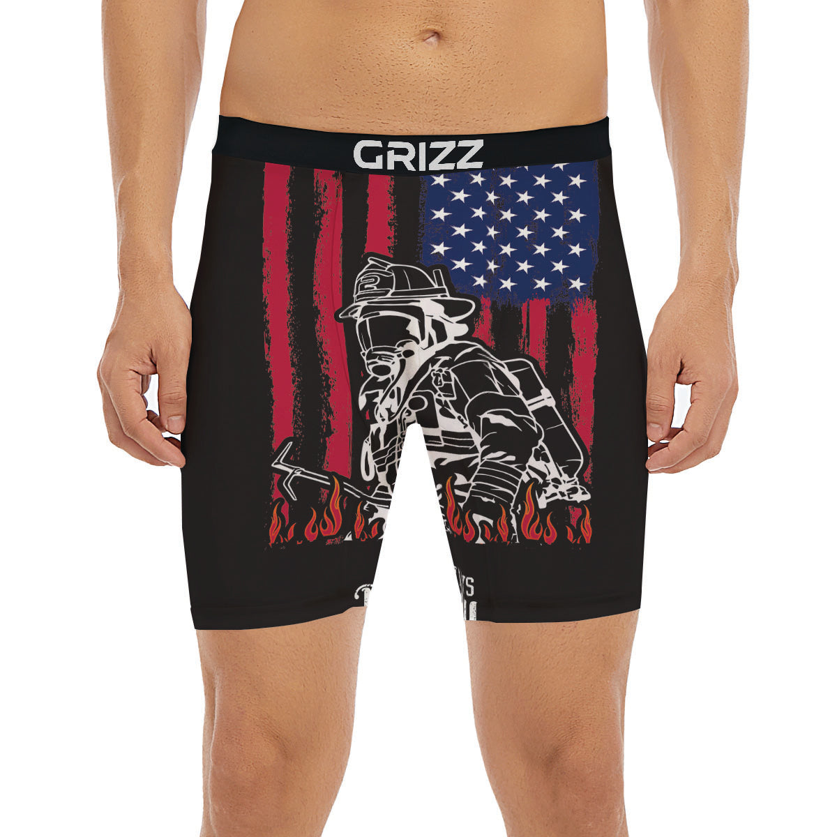 Firefighter Emblem American Print Boxer Briefs-grizzshop