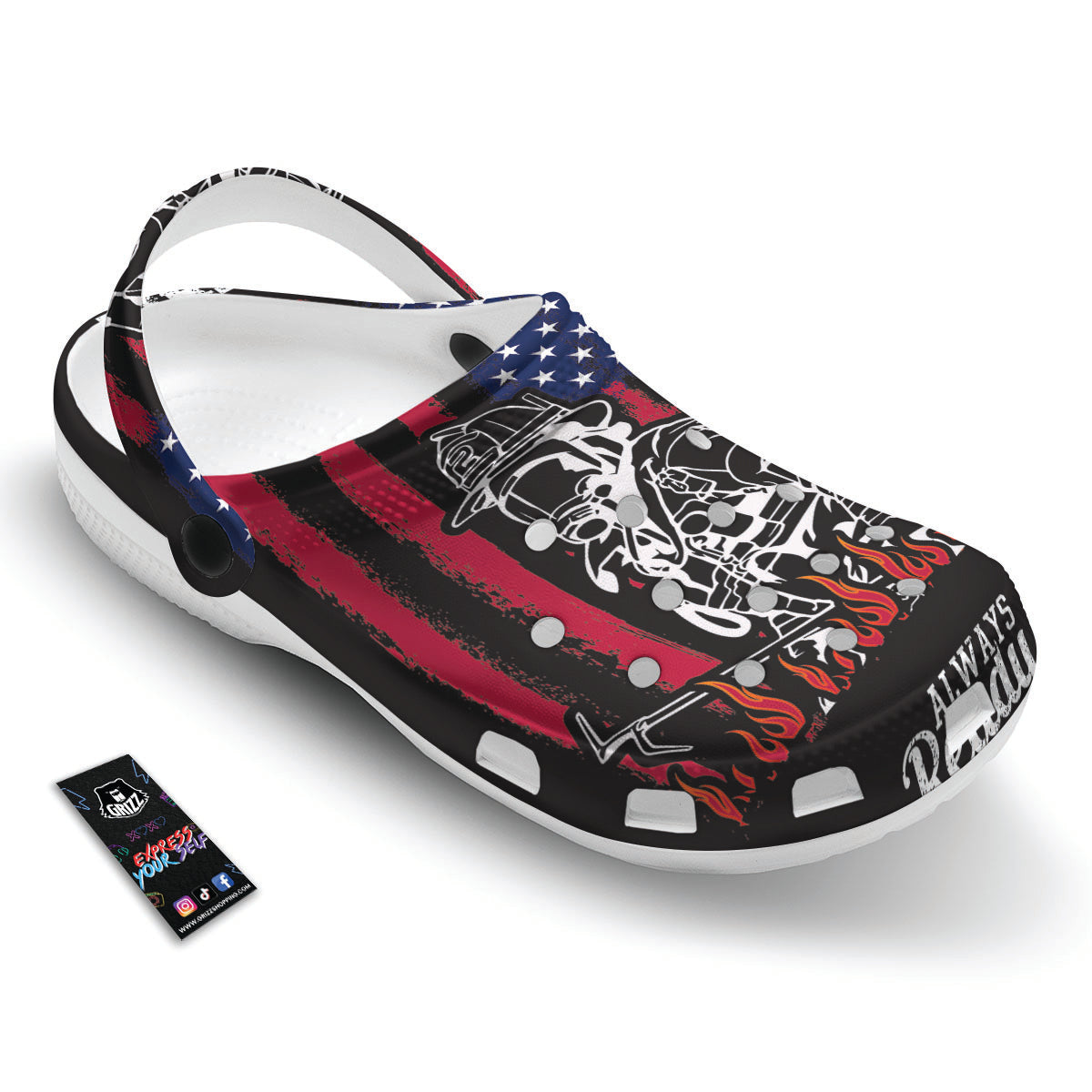 Firefighter Emblem American Print Clog-grizzshop