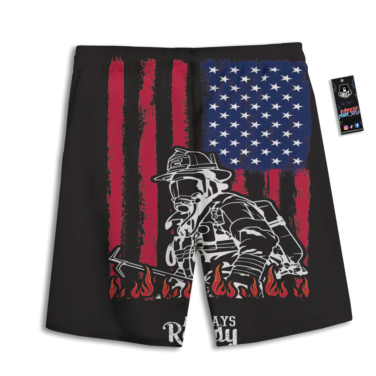 Firefighter Emblem American Print Men's Athletic Shorts