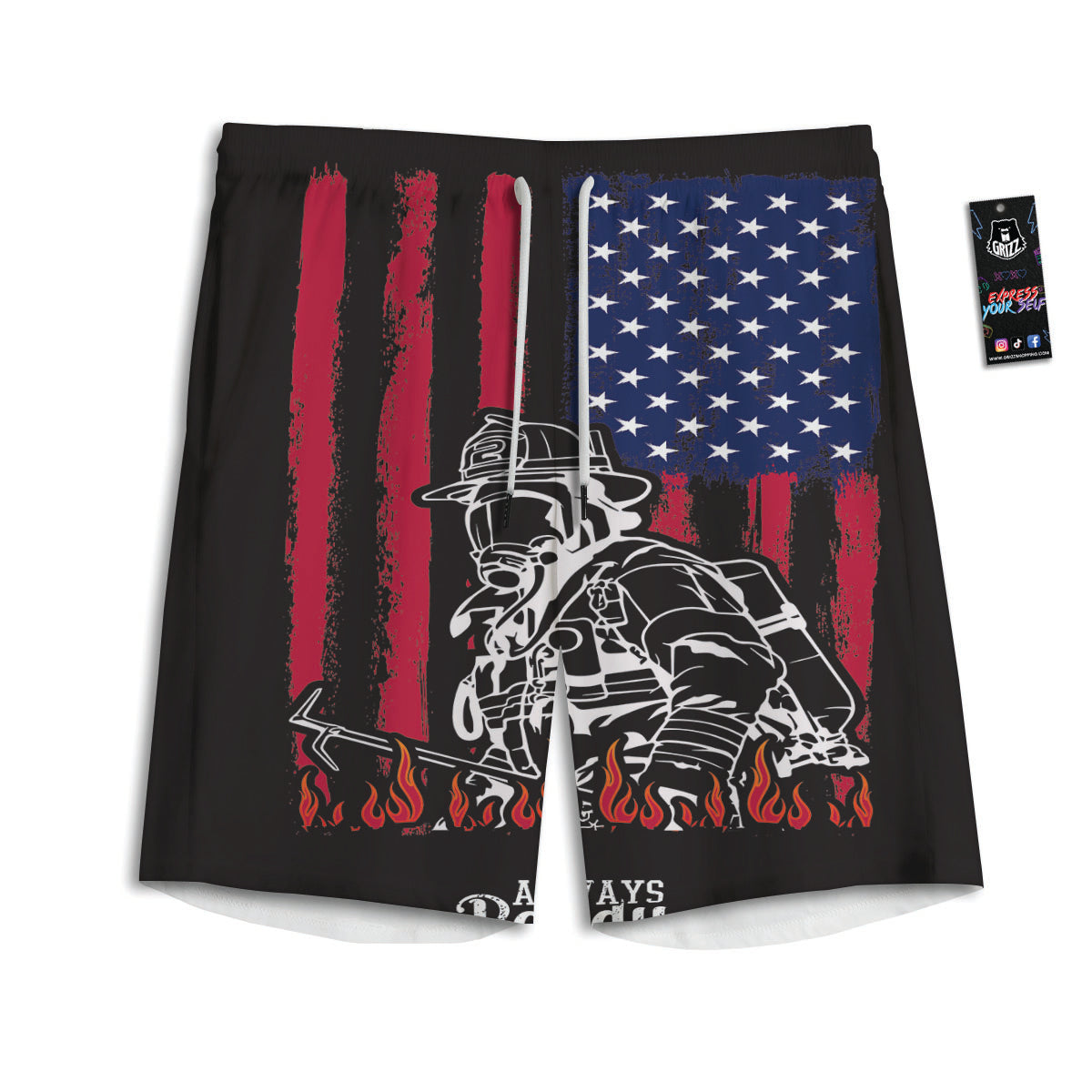 Firefighter Emblem American Print Men's Athletic Shorts