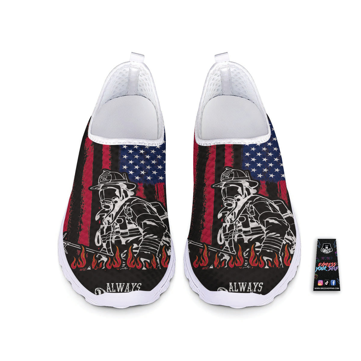 Firefighter Emblem American Print Nurse Shoes-grizzshop