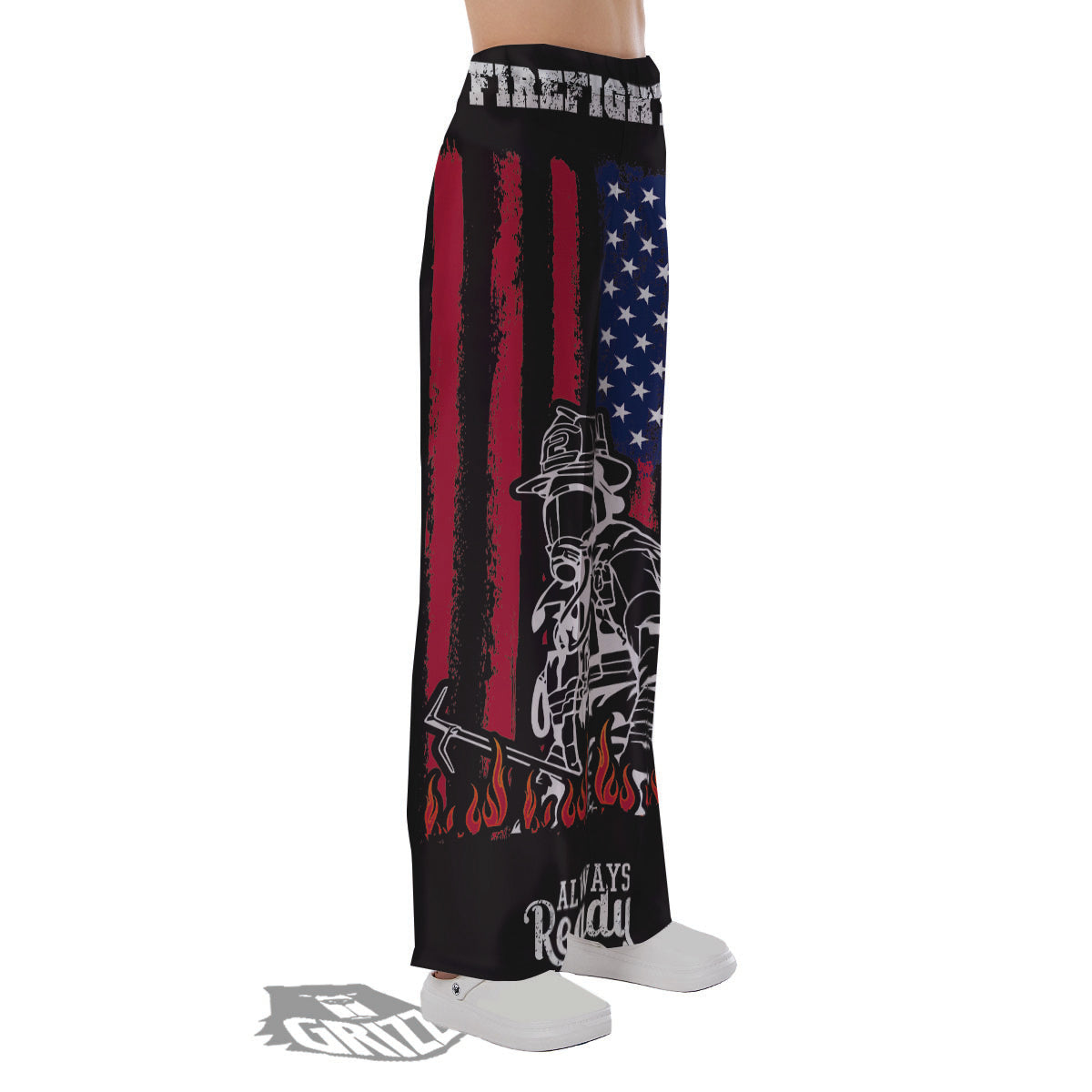 Firefighter Emblem American Print Pajama Pants-grizzshop