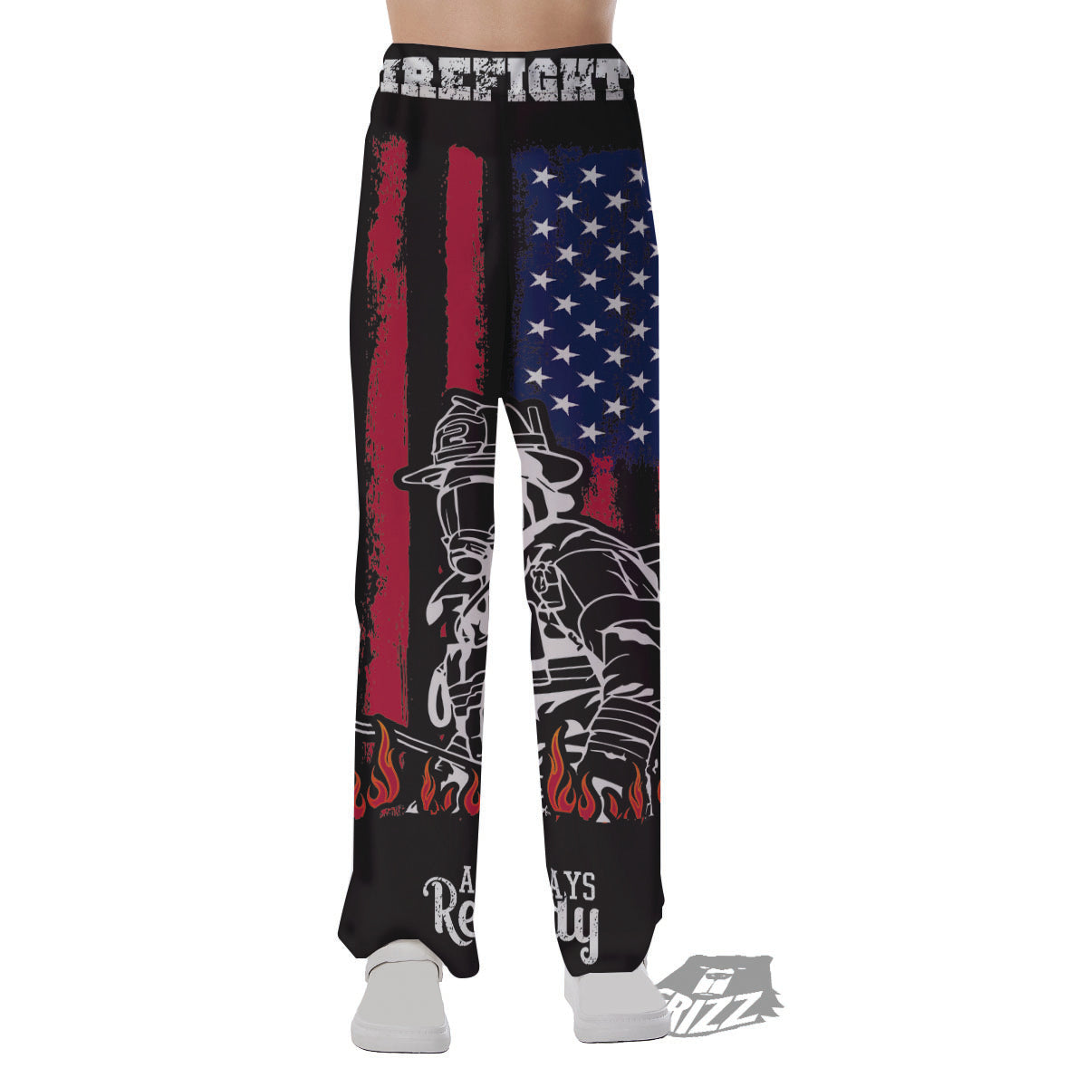 Firefighter Emblem American Print Pajama Pants-grizzshop