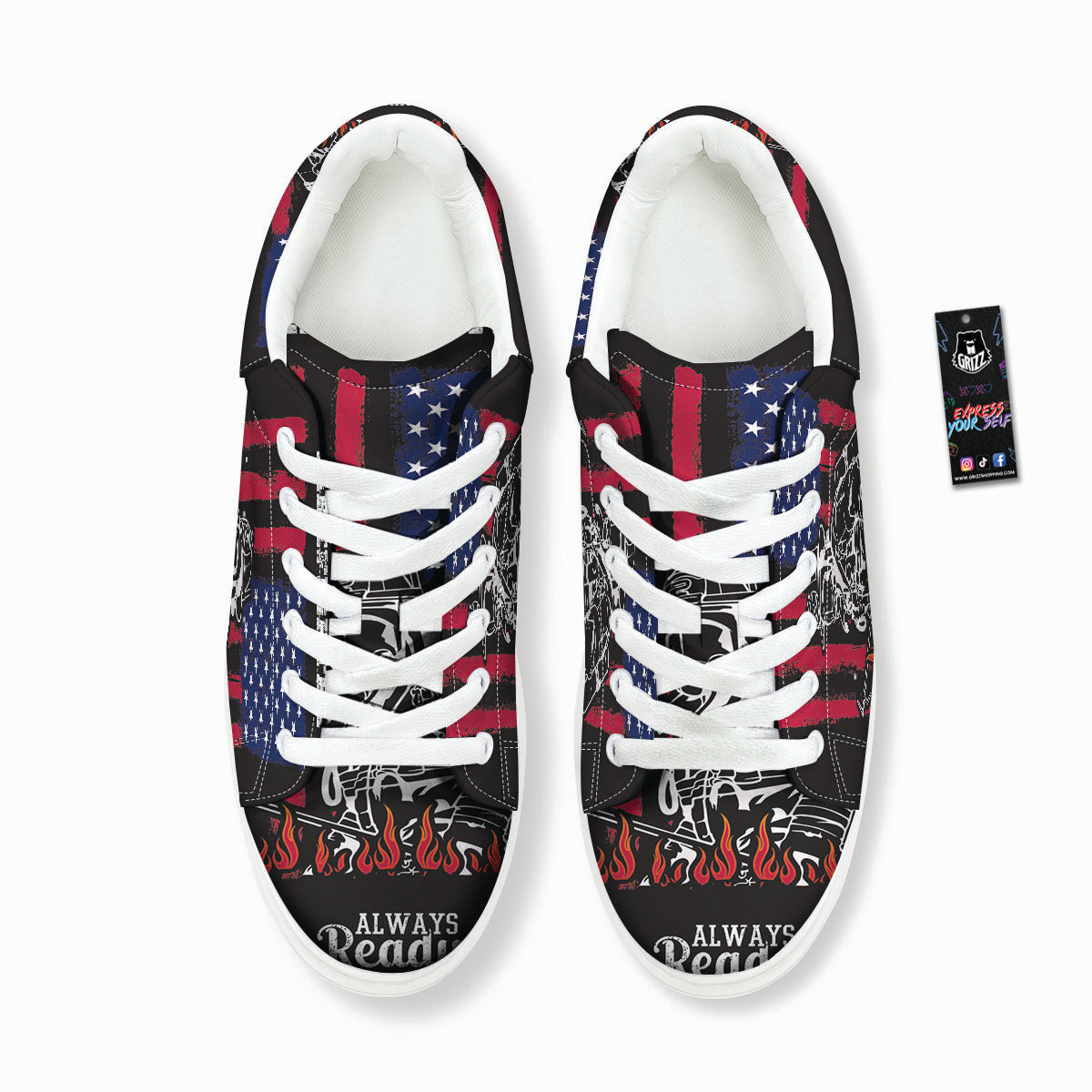 Firefighter Emblem American Print Platform Shoes-grizzshop