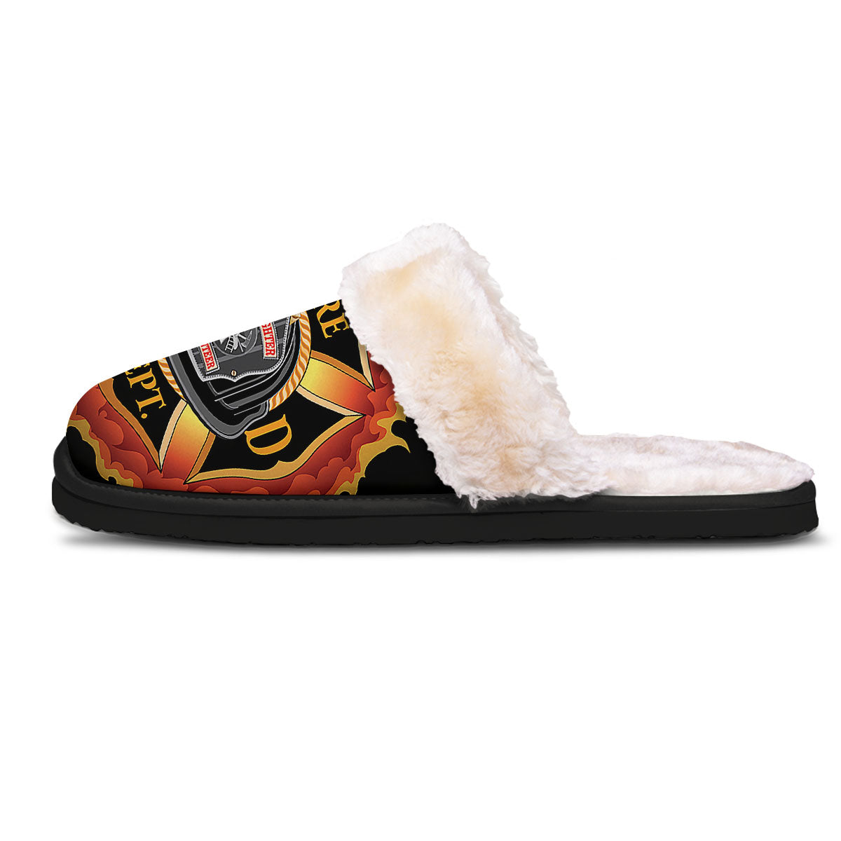 Firefighter Emblem Flaming Print Slippers-grizzshop