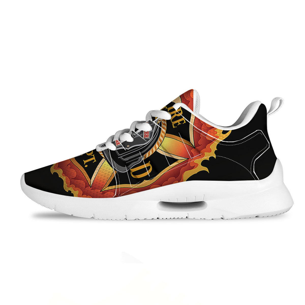 Firefighter Emblem Flaming Print Tennis Shoes-grizzshop