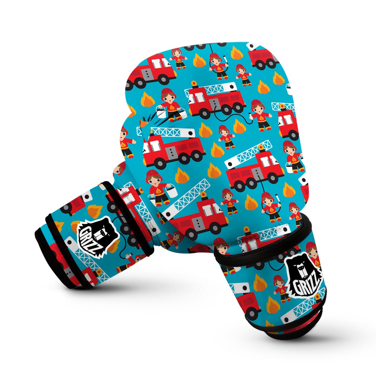 Firefighter Pattern Print Boxing Gloves-grizzshop