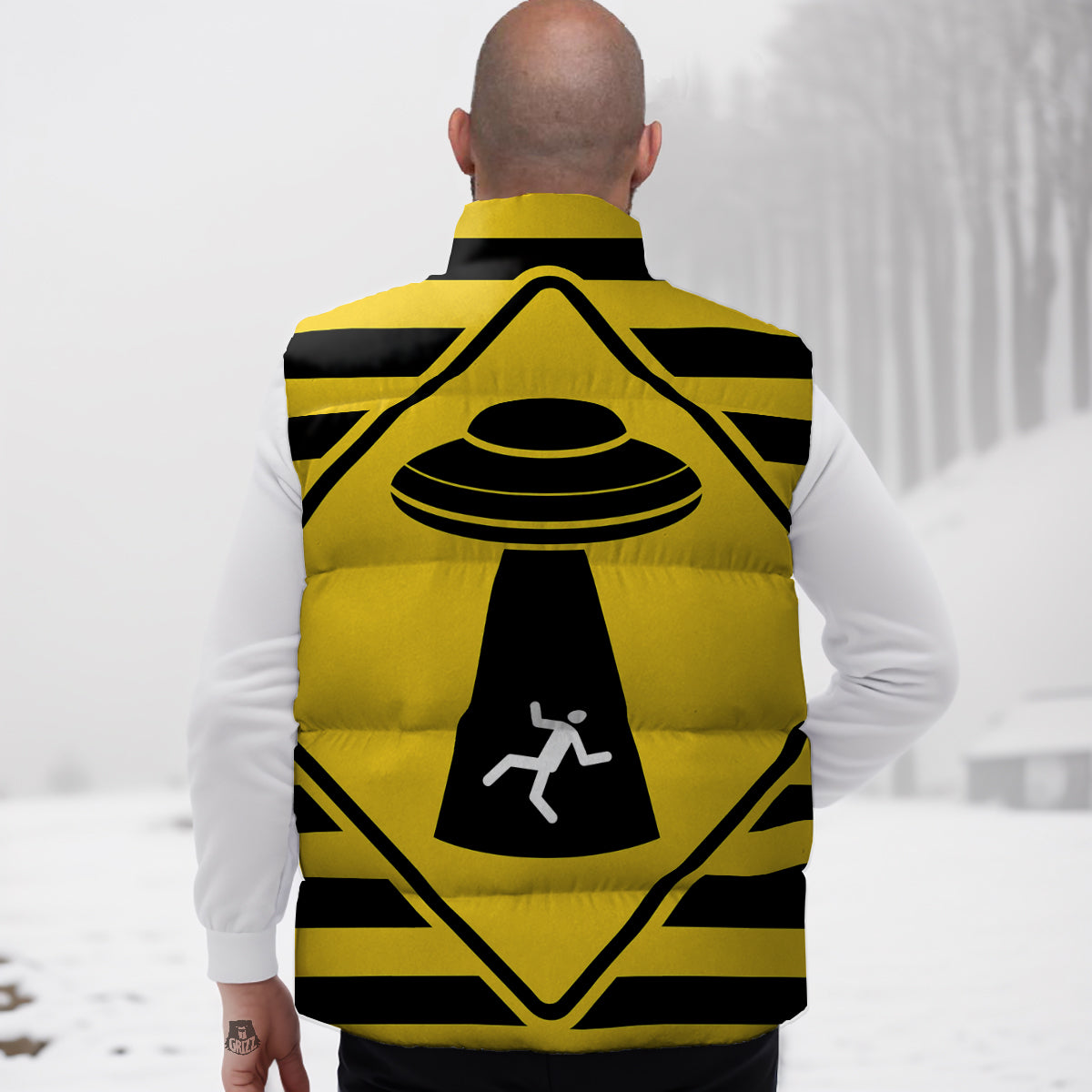 Firefighter Pattern Print Down Vest-grizzshop
