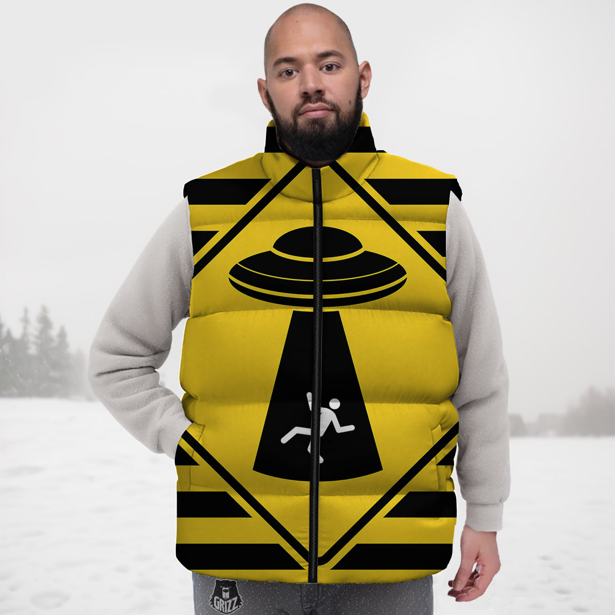 Firefighter Pattern Print Down Vest-grizzshop