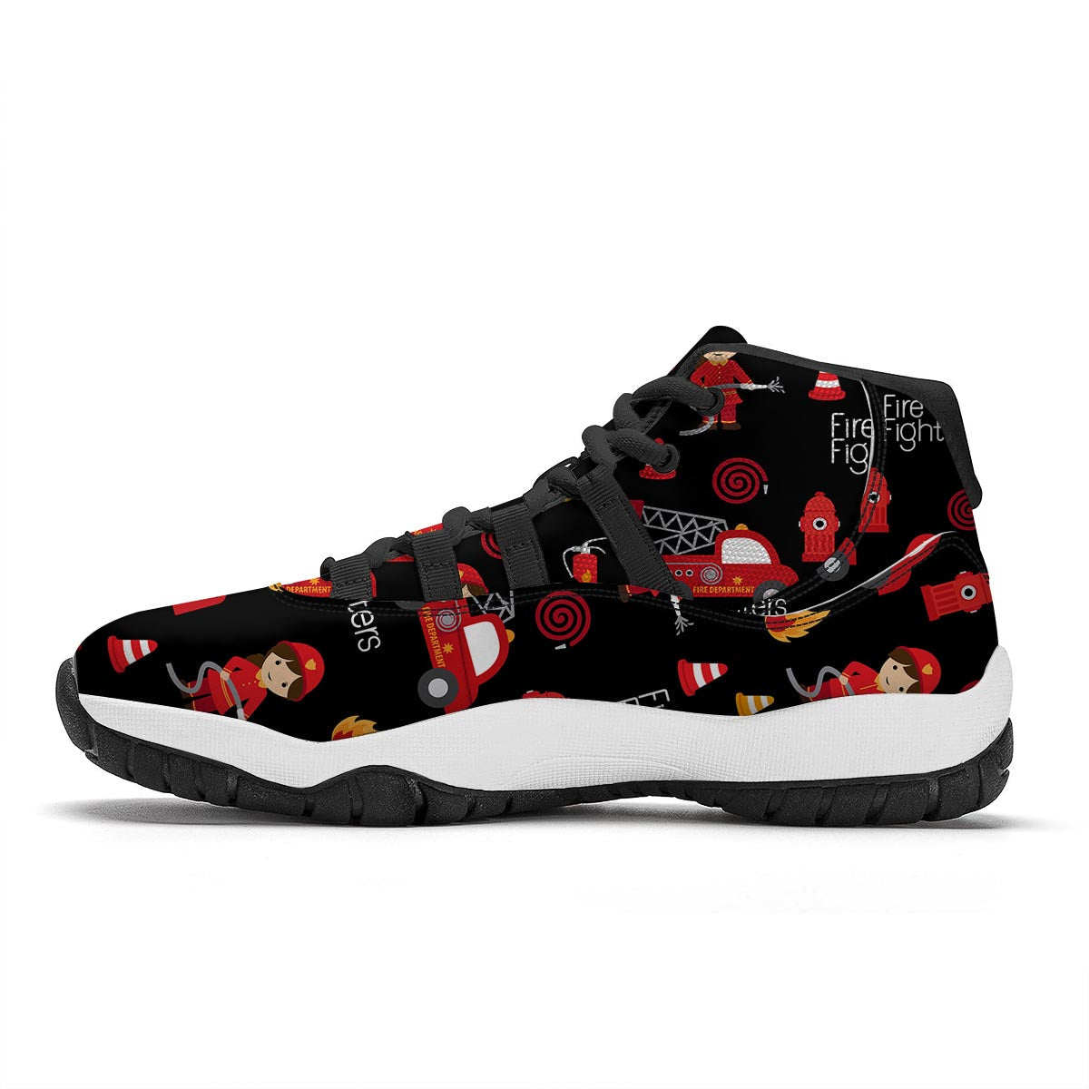 Firefighter Print Pattern Black Bball Shoes-grizzshop
