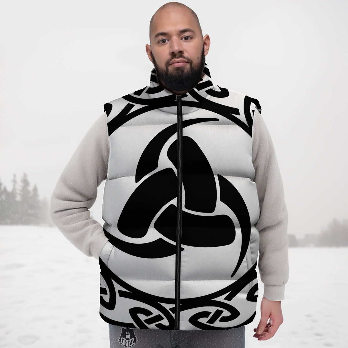 Firefighter Print Pattern Down Vest-grizzshop