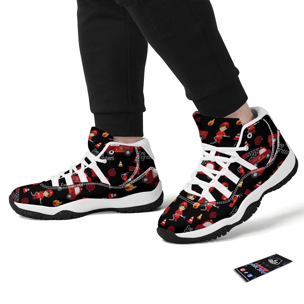 Firefighter Print Pattern White Bball Shoes-grizzshop