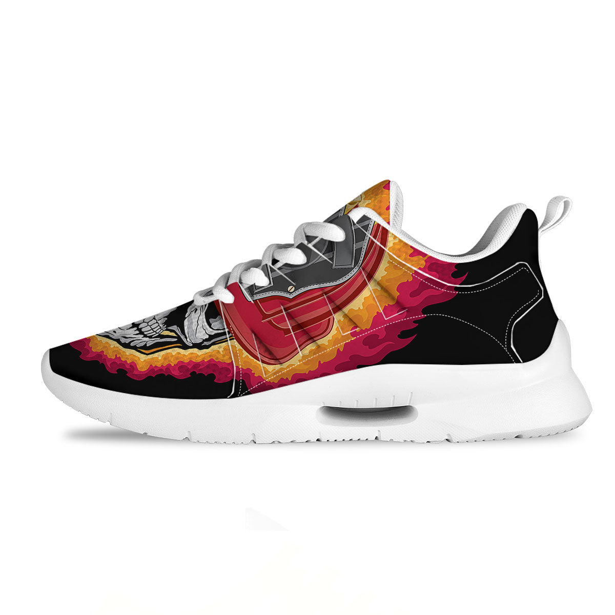 Firefighter Skull Flaming Print Tennis Shoes-grizzshop