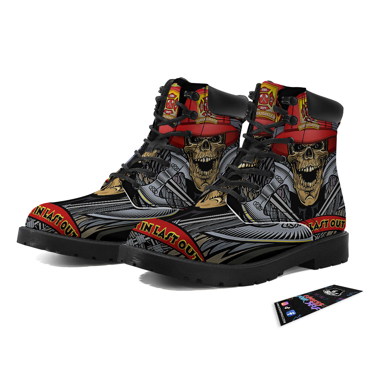 Firefighter Volunteer Print Boots-grizzshop