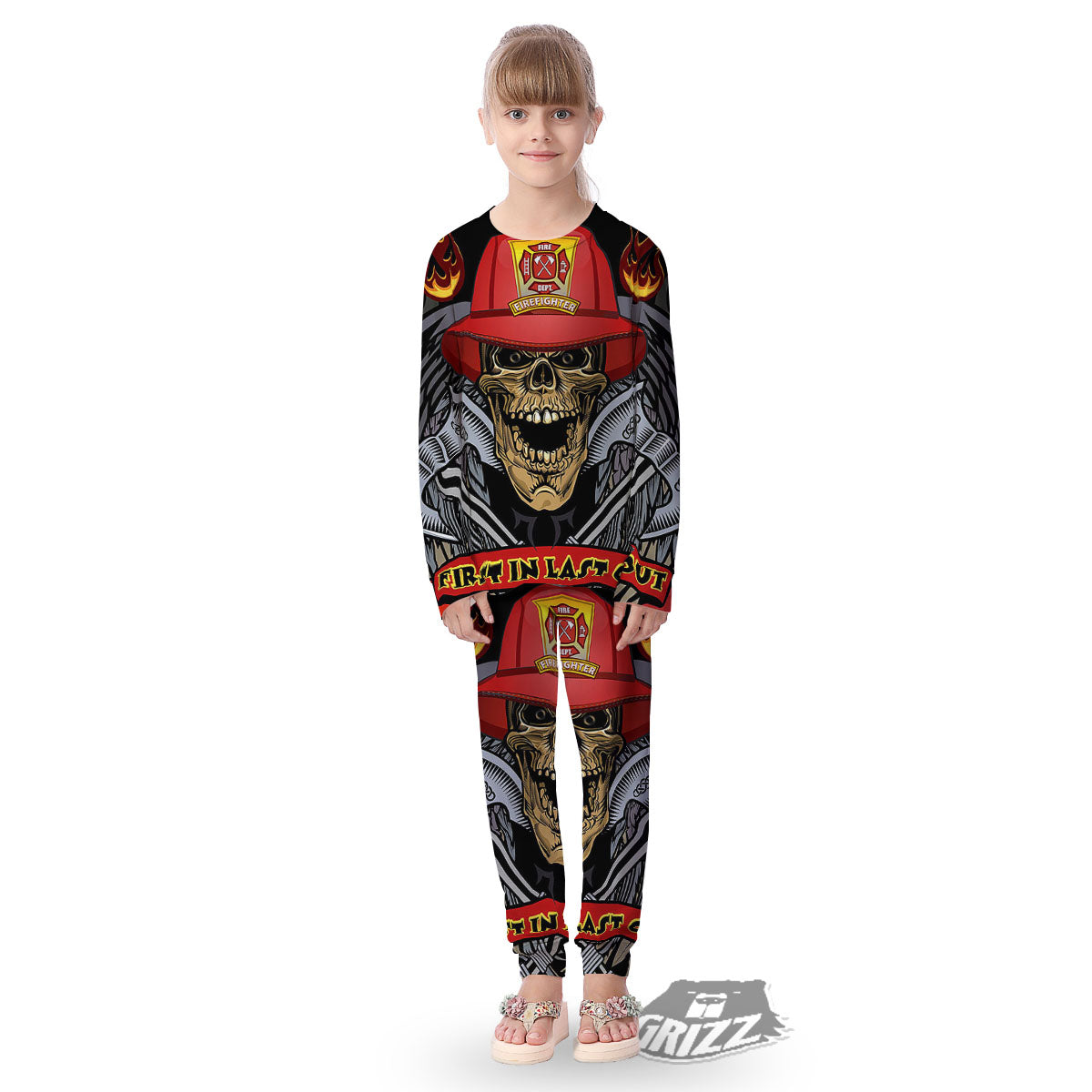 Firefighter Volunteer Print Kid's Pajamas-grizzshop
