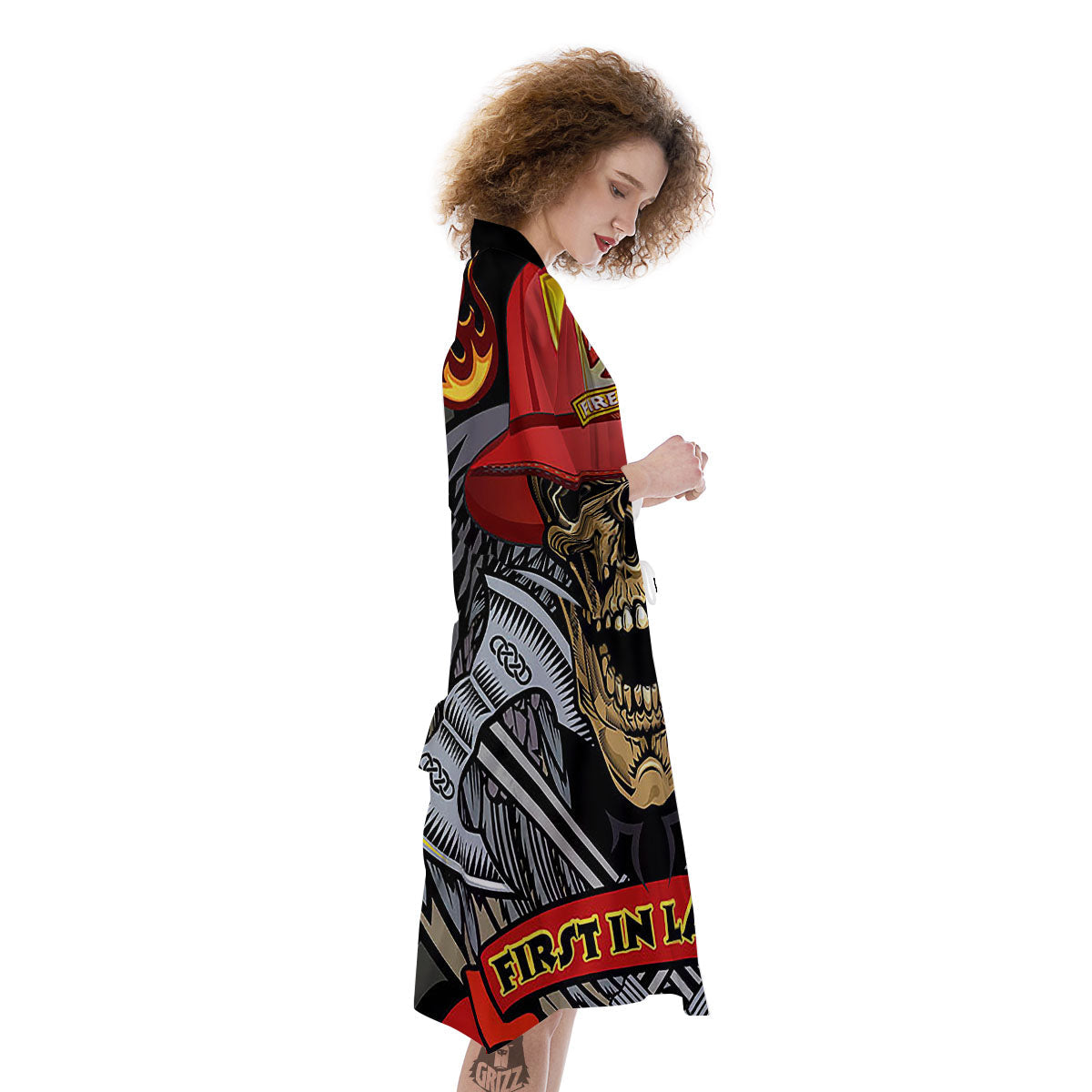 Firefighter Volunteer Print Kimono-grizzshop