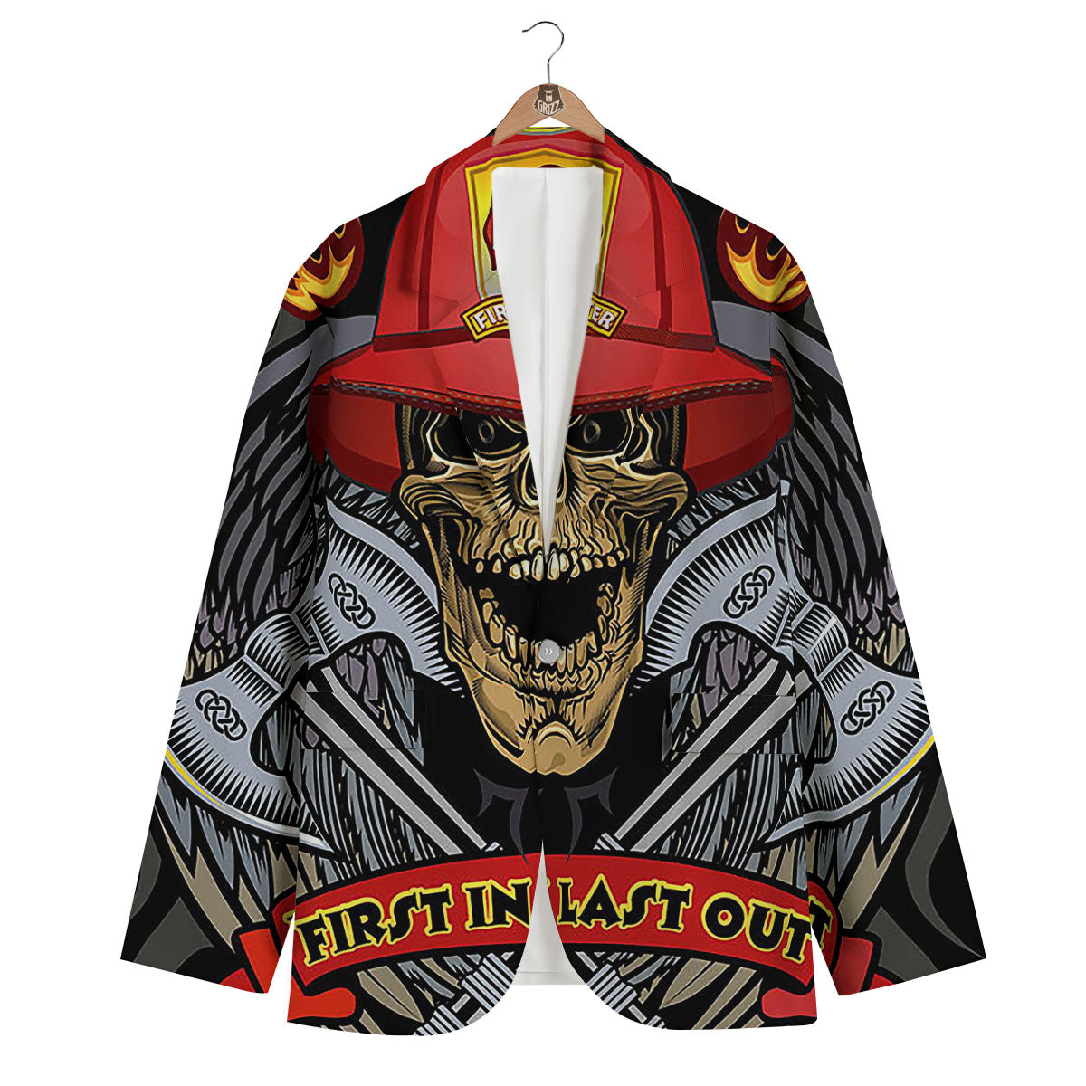 Firefighter Volunteer Print Men's Blazer-grizzshop