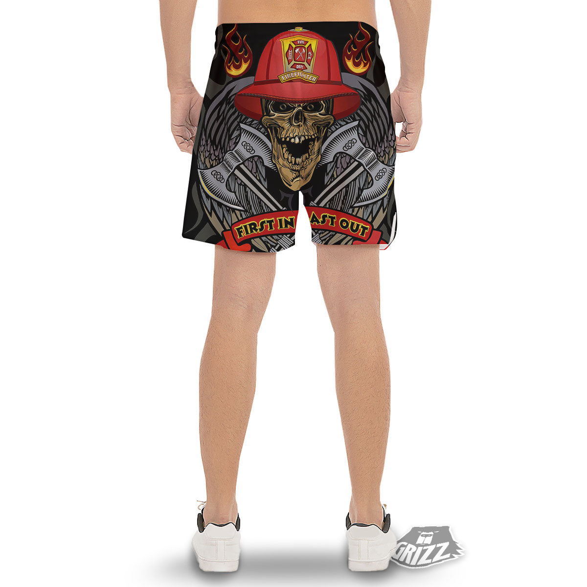 Firefighter Volunteer Print Men's Gym Shorts-grizzshop