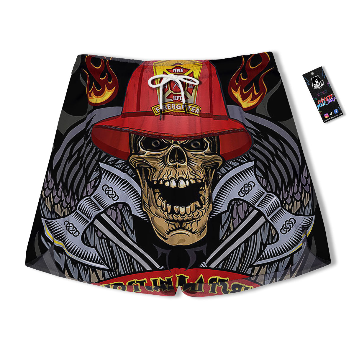 Firefighter Volunteer Print Men's Running Shorts-grizzshop