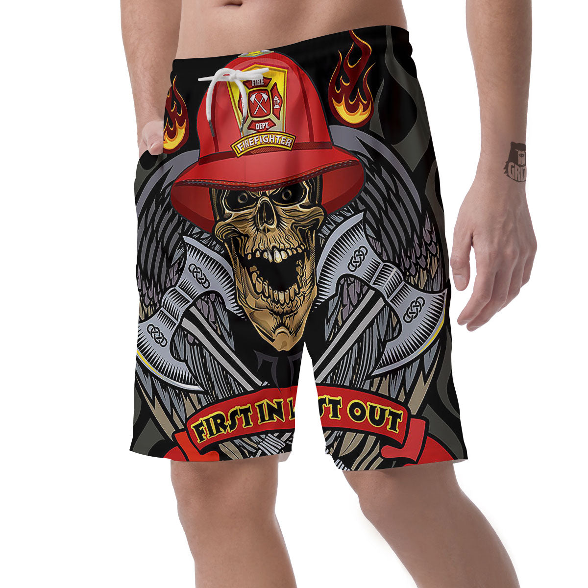 Firefighter Volunteer Print Men's Shorts-grizzshop