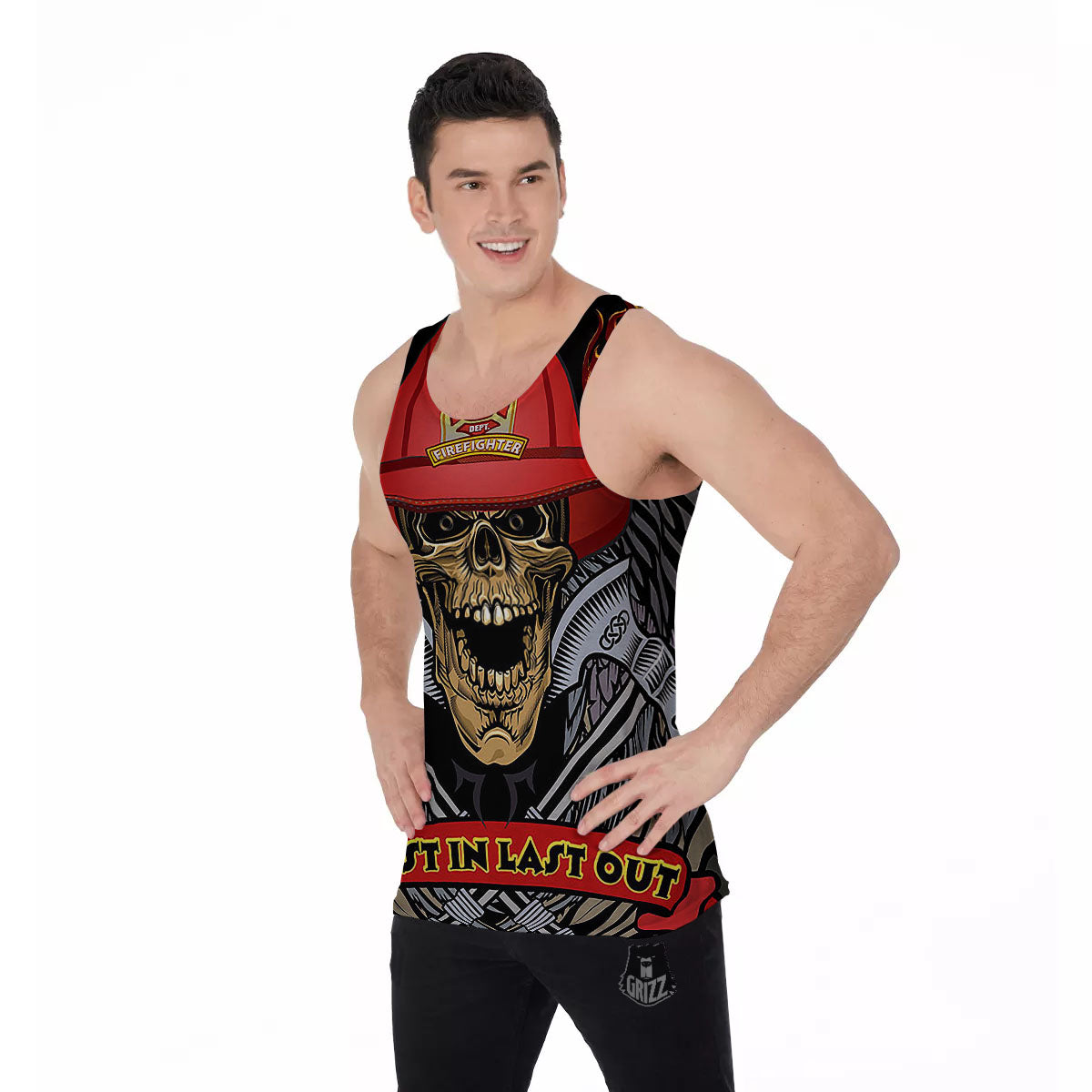 Firefighter Volunteer Print Men's Tank Top-grizzshop
