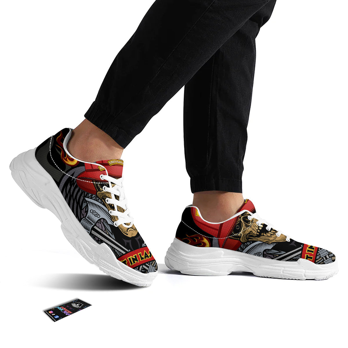 Firefighter Volunteer Print White Chunky Shoes-grizzshop