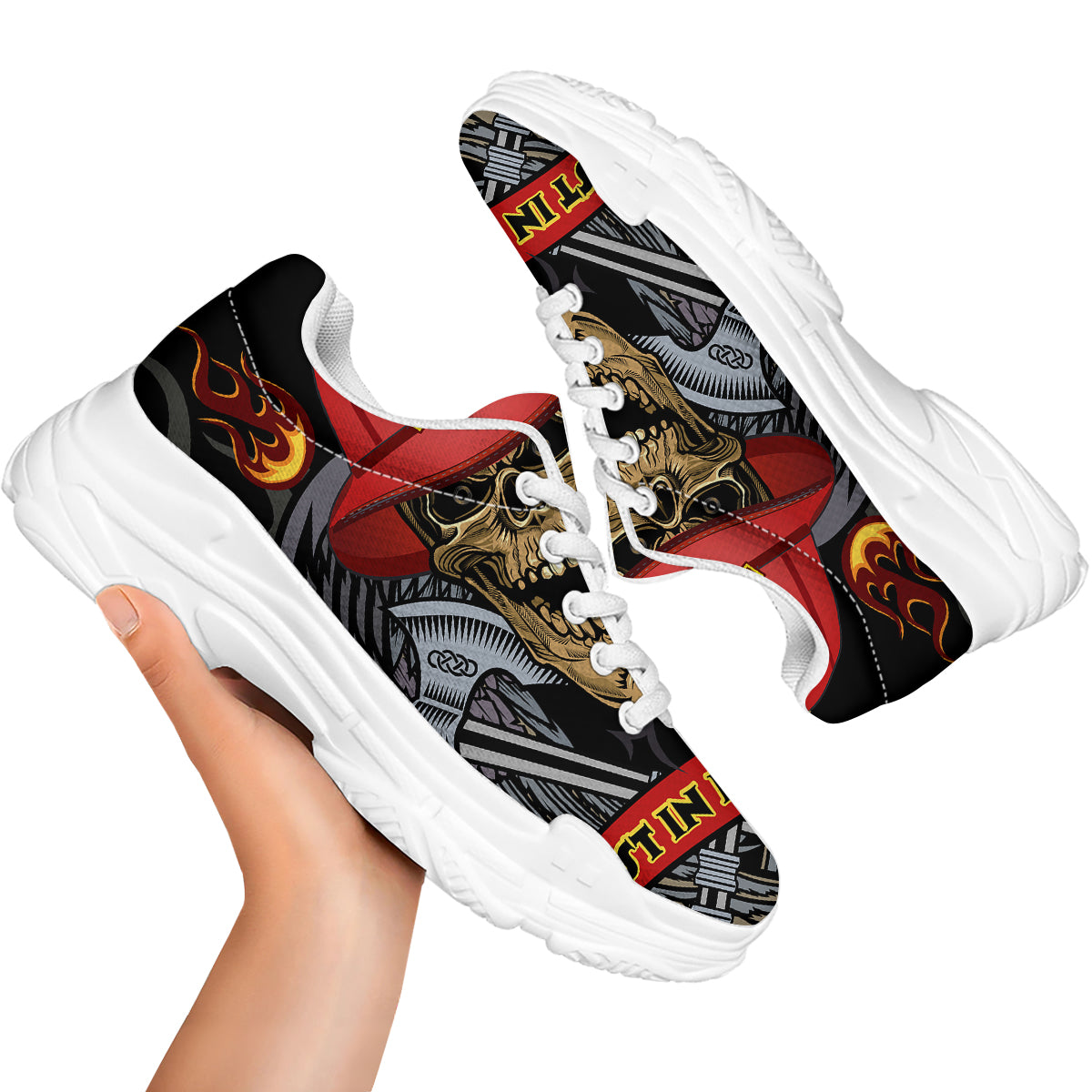 Firefighter Volunteer Print White Chunky Shoes-grizzshop