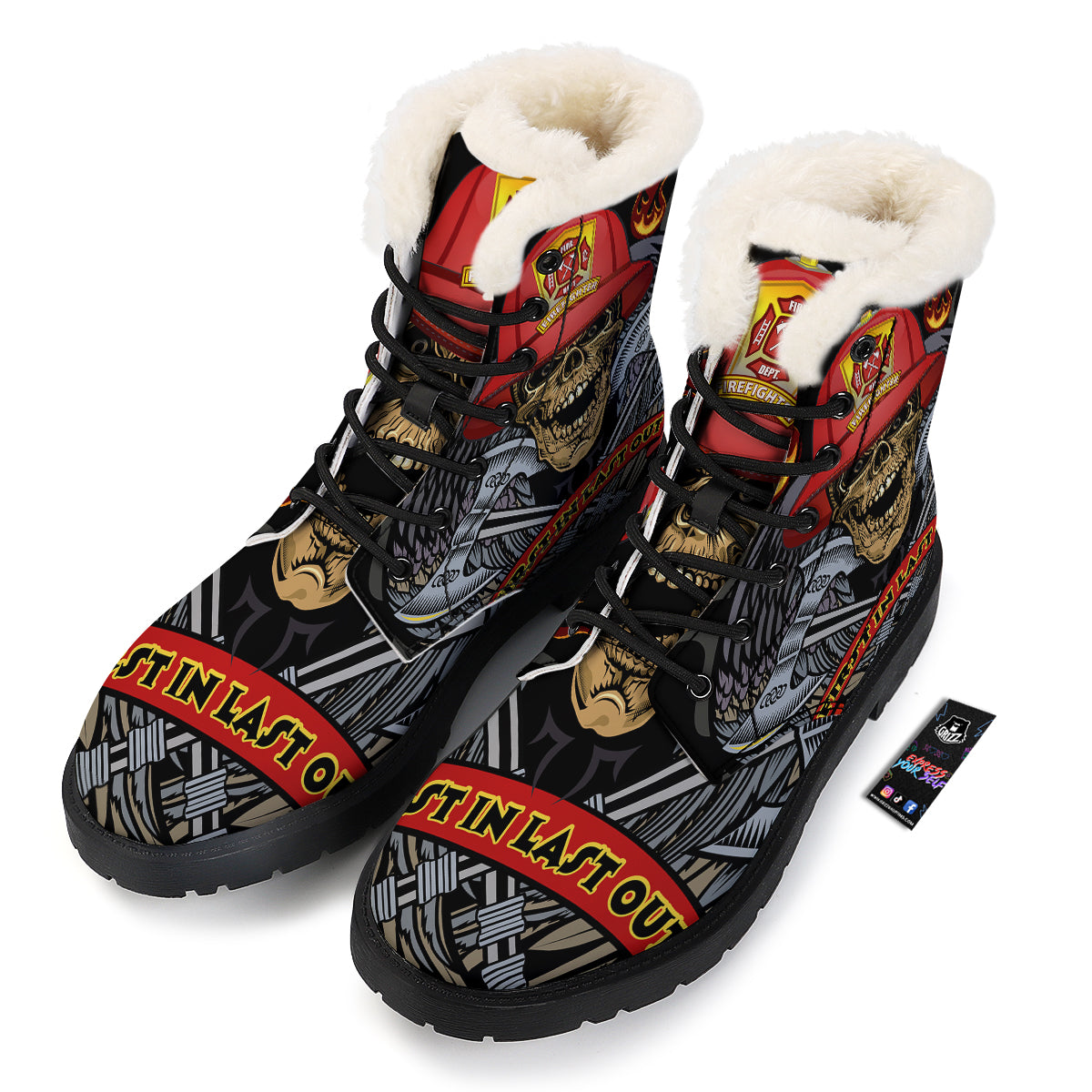 Firefighter Volunteer Print Winter Boots-grizzshop