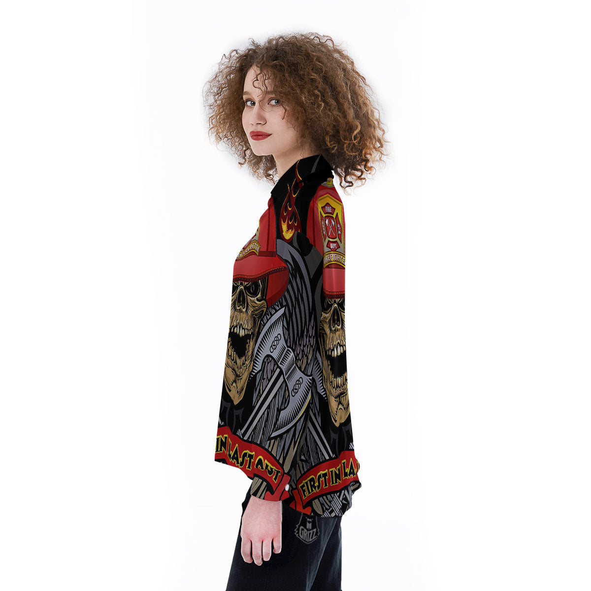 Firefighter Volunteer Print Women's Long Sleeve Shirts-grizzshop