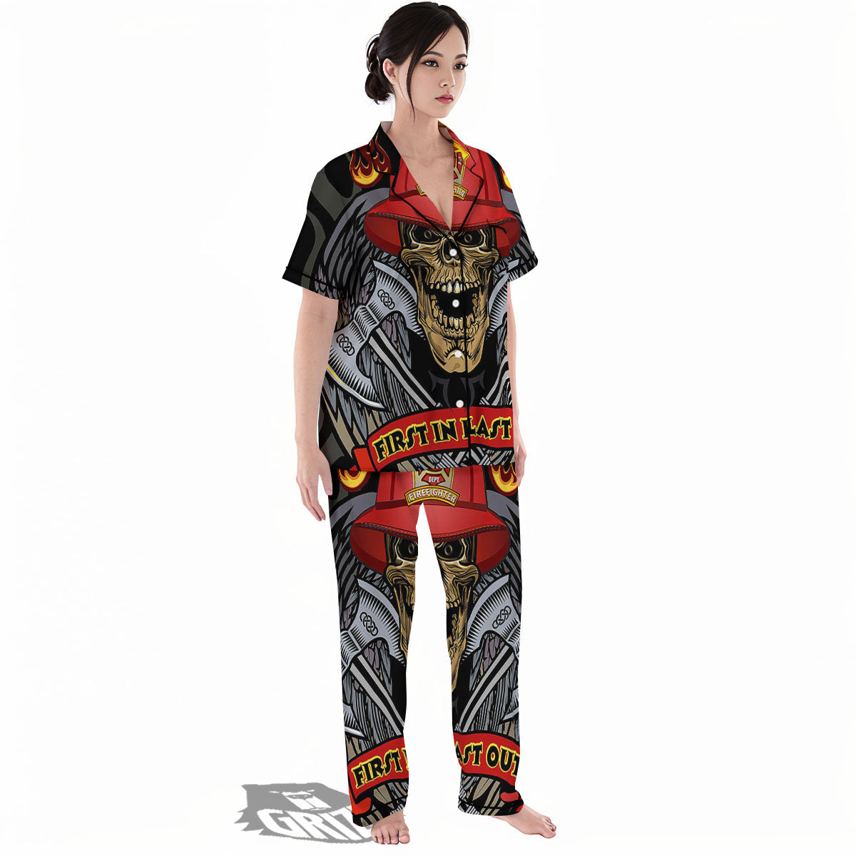 Firefighter Volunteer Print Women's Pajamas Set-grizzshop
