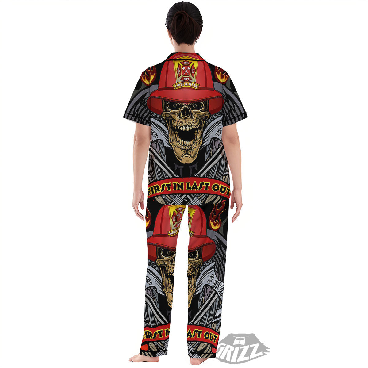 Firefighter Volunteer Print Women's Pajamas Set-grizzshop