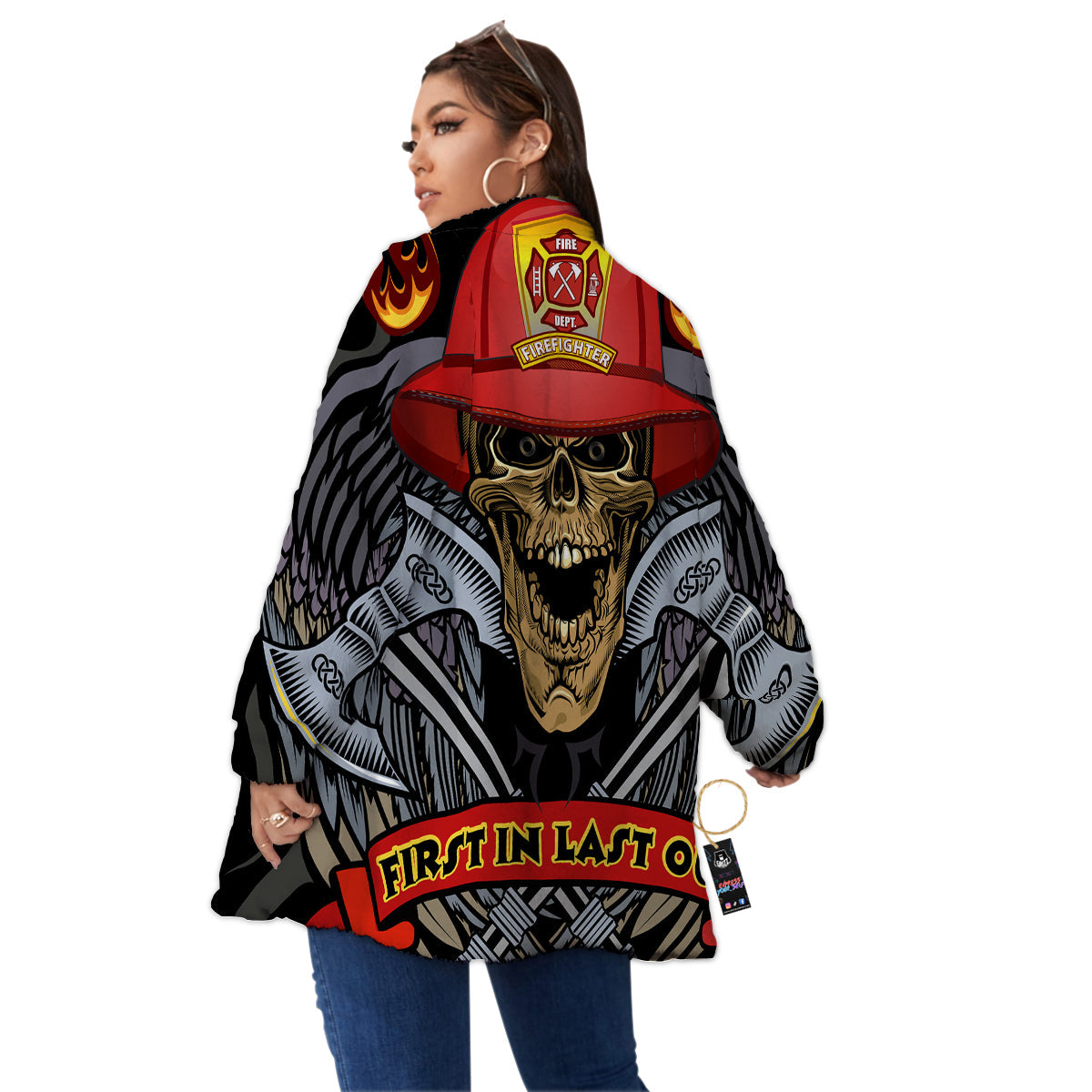 Firefighter Volunteer Print Women's Sherpa Jacket-grizzshop