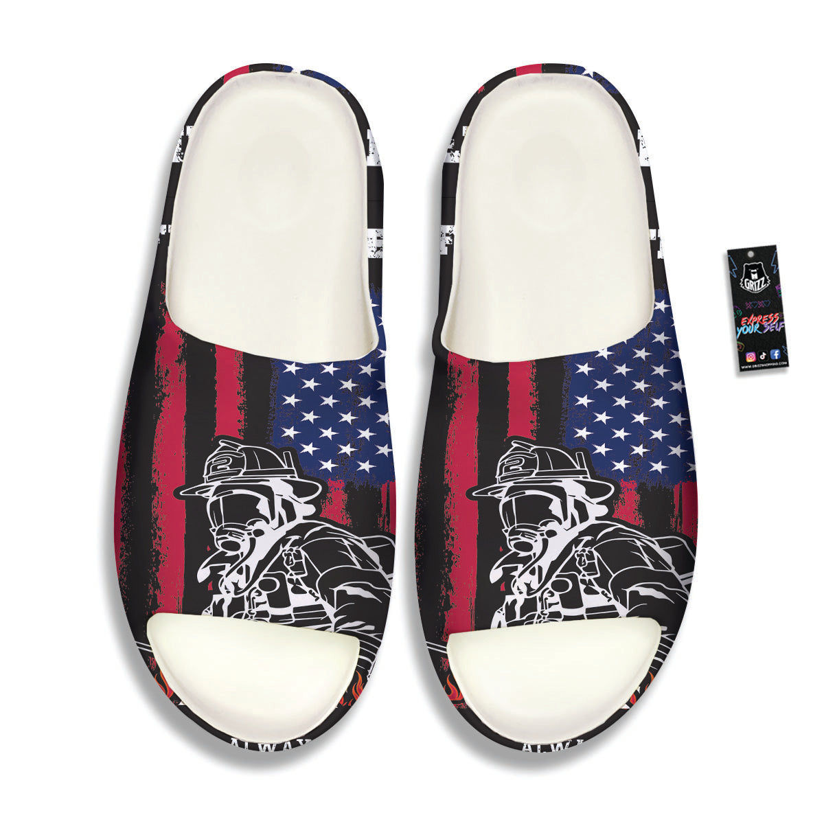 Firefighter Emblem American Print Sandals-grizzshop