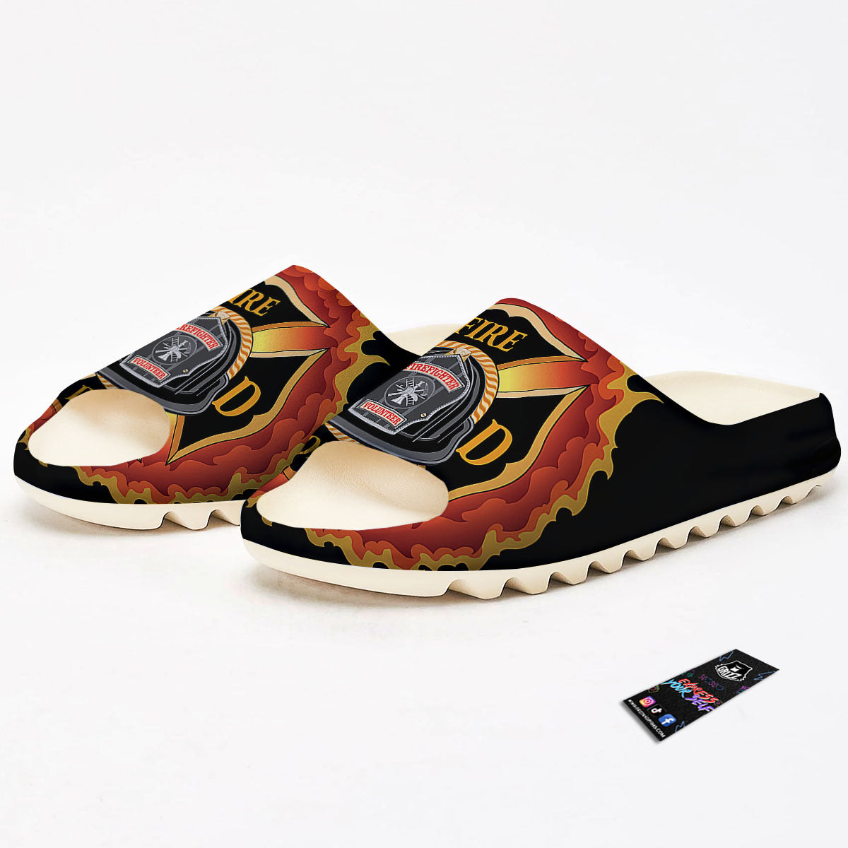 Firefighter Emblem Flaming Print Sandals-grizzshop