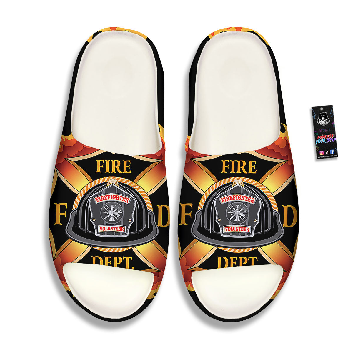 Firefighter Emblem Flaming Print Sandals-grizzshop