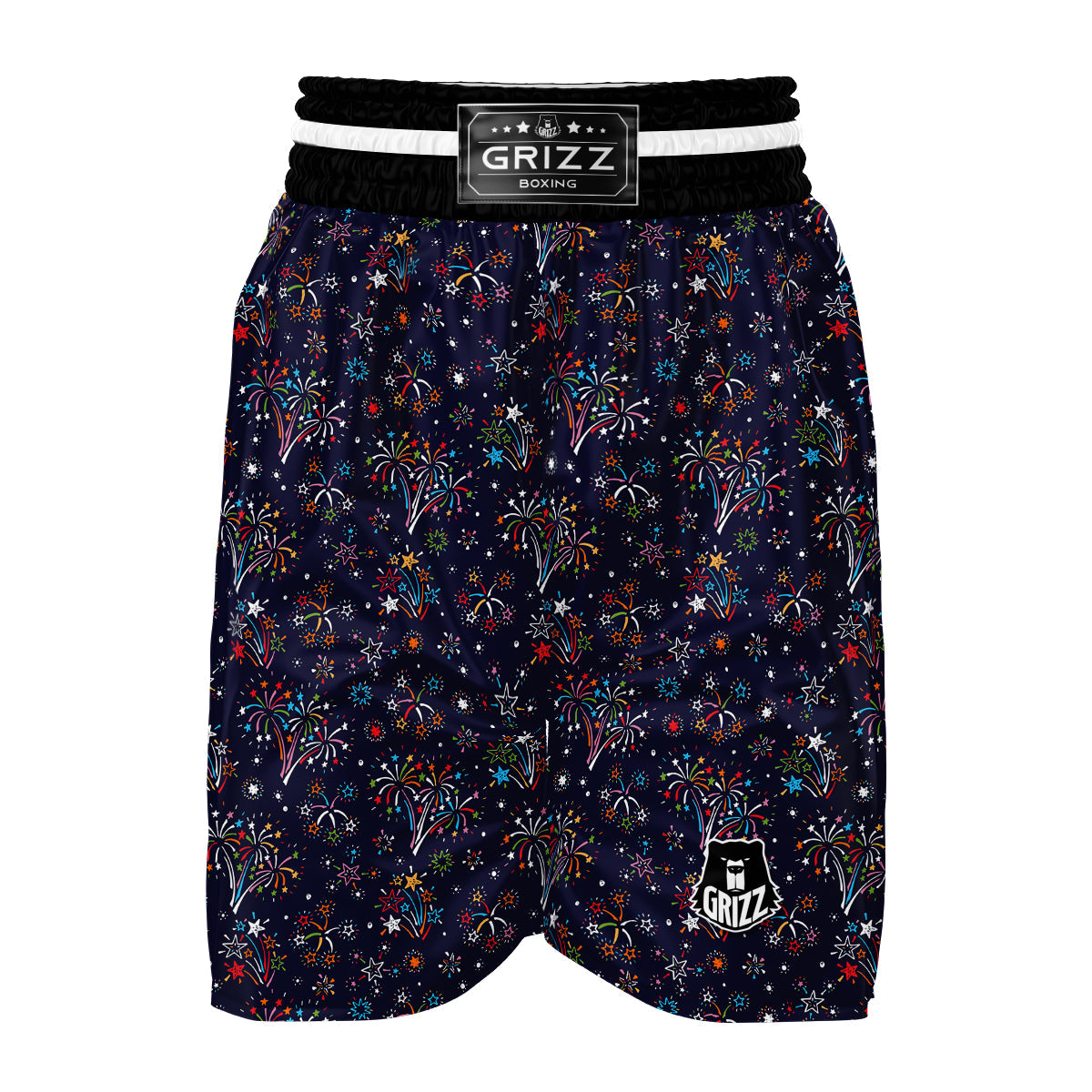 Firework Black And Colorful Print Pattern Boxing Shorts-grizzshop