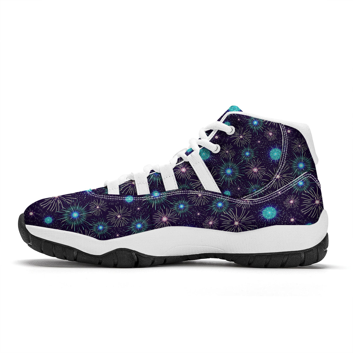 Firework Fetival Print Pattern White Bball Shoes-grizzshop