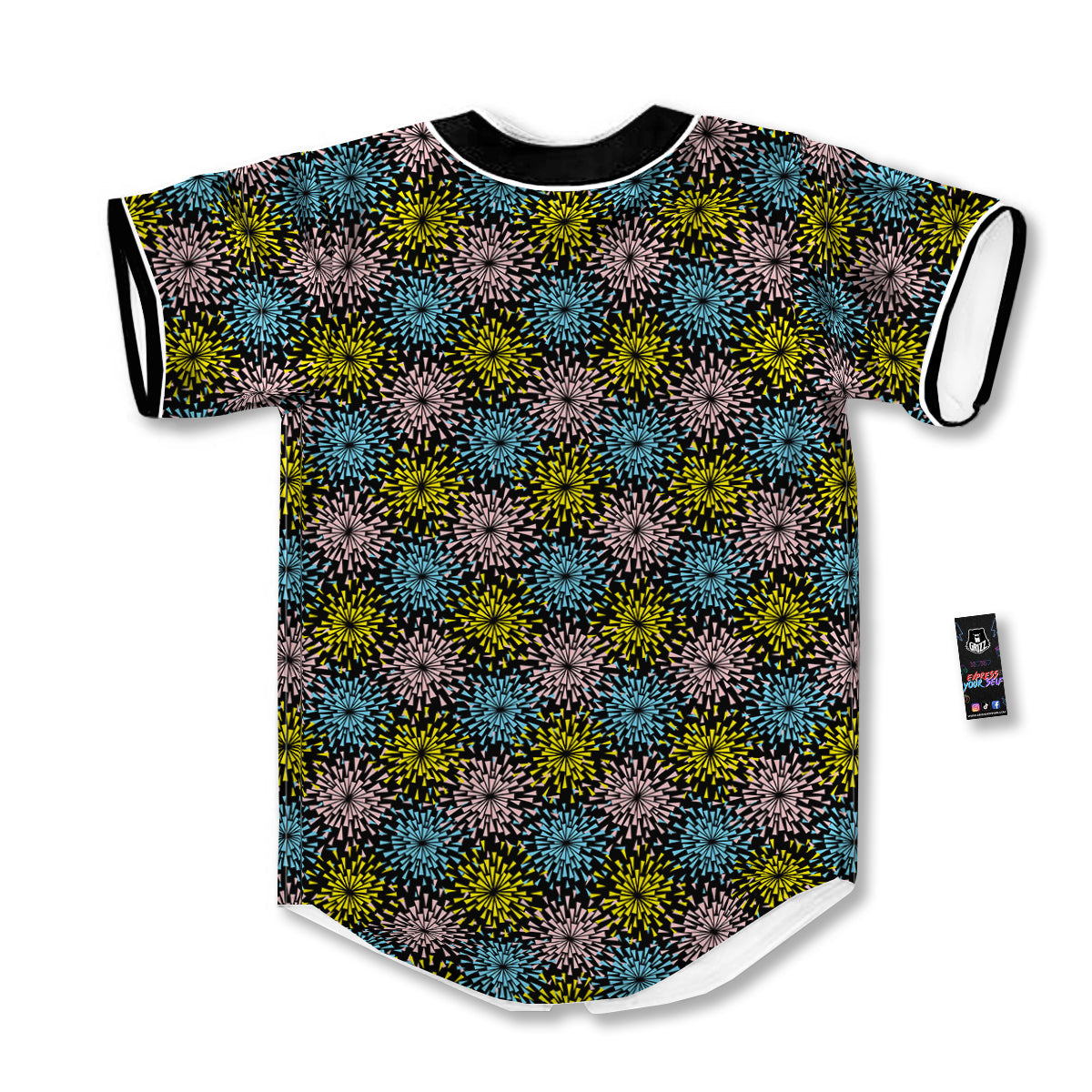 Fireworks Flowers Abstract Print Pattern Baseball Jersey-grizzshop
