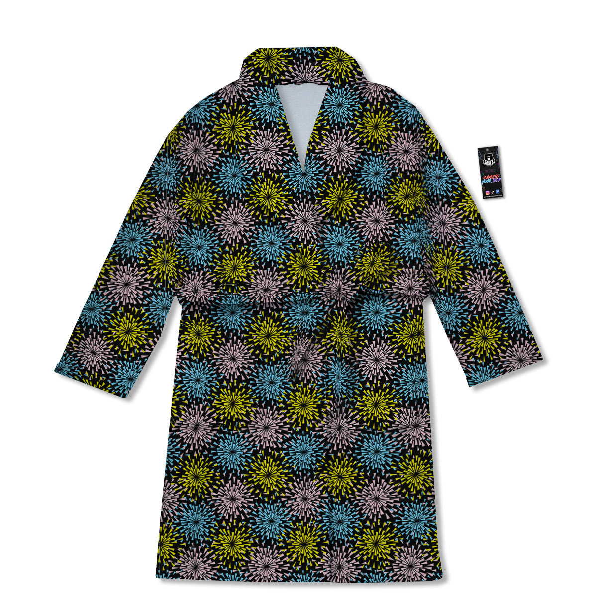 Fireworks Flowers Abstract Print Pattern Bathrobe-grizzshop