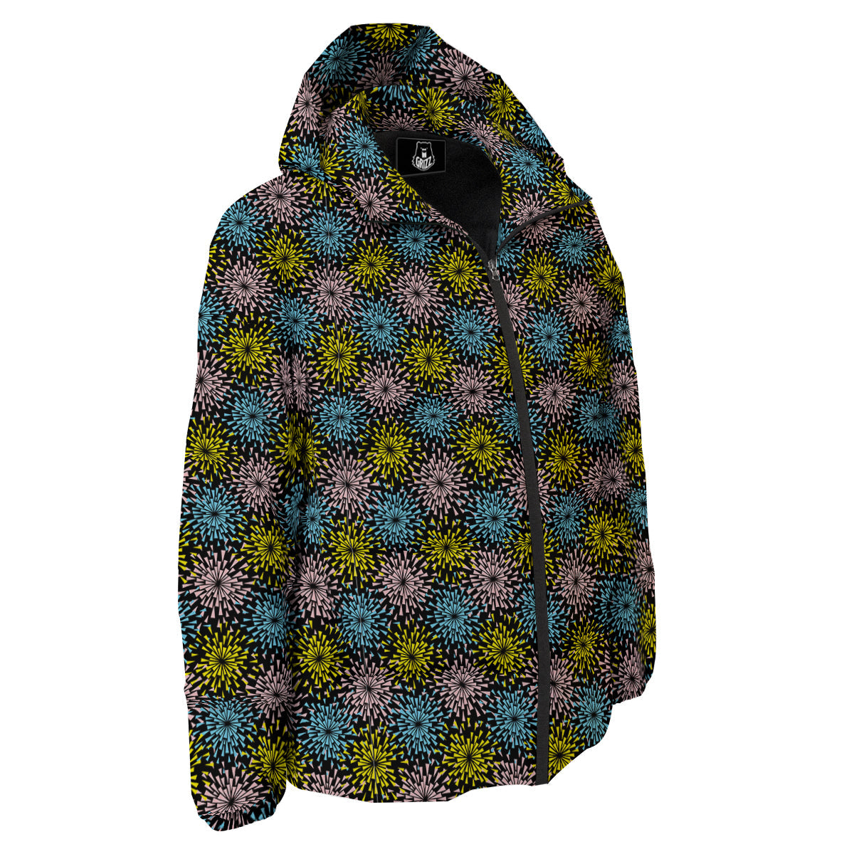 Fireworks Flowers Abstract Print Pattern Down Jacket-grizzshop