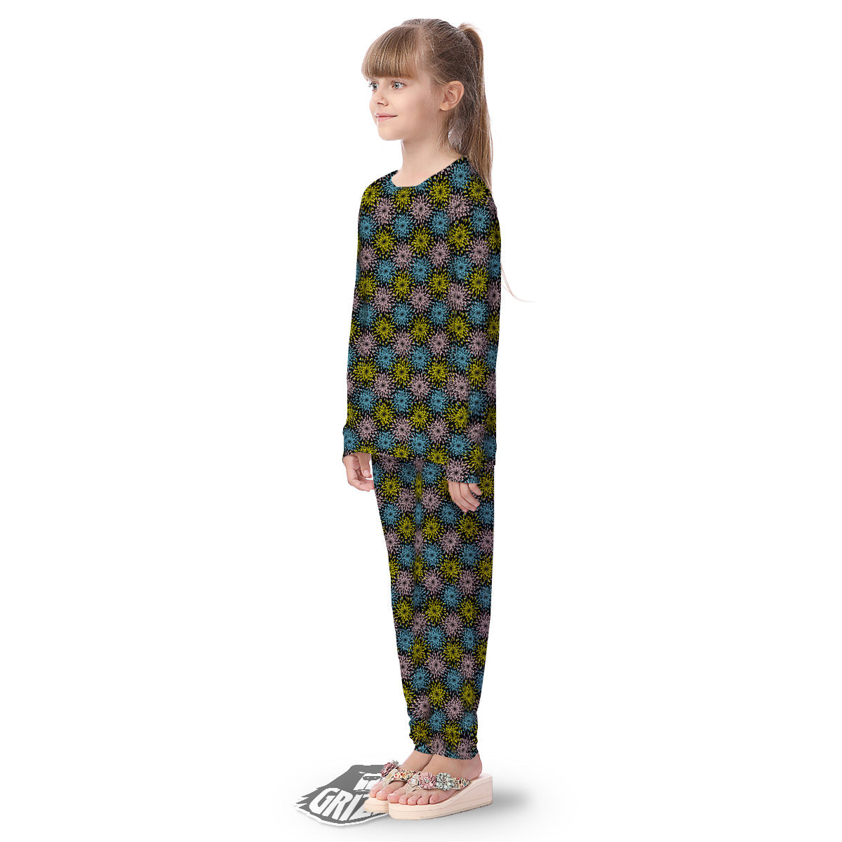 Fireworks Flowers Abstract Print Pattern Kid's Pajamas-grizzshop