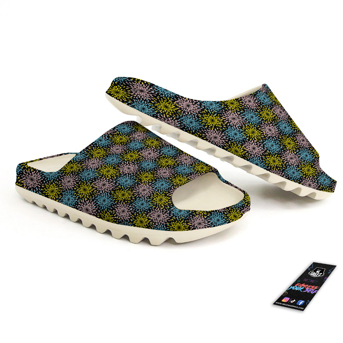 Fireworks Flowers Abstract Print Pattern Sandals-grizzshop