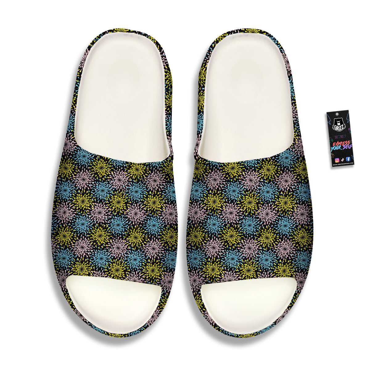 Fireworks Flowers Abstract Print Pattern Sandals-grizzshop