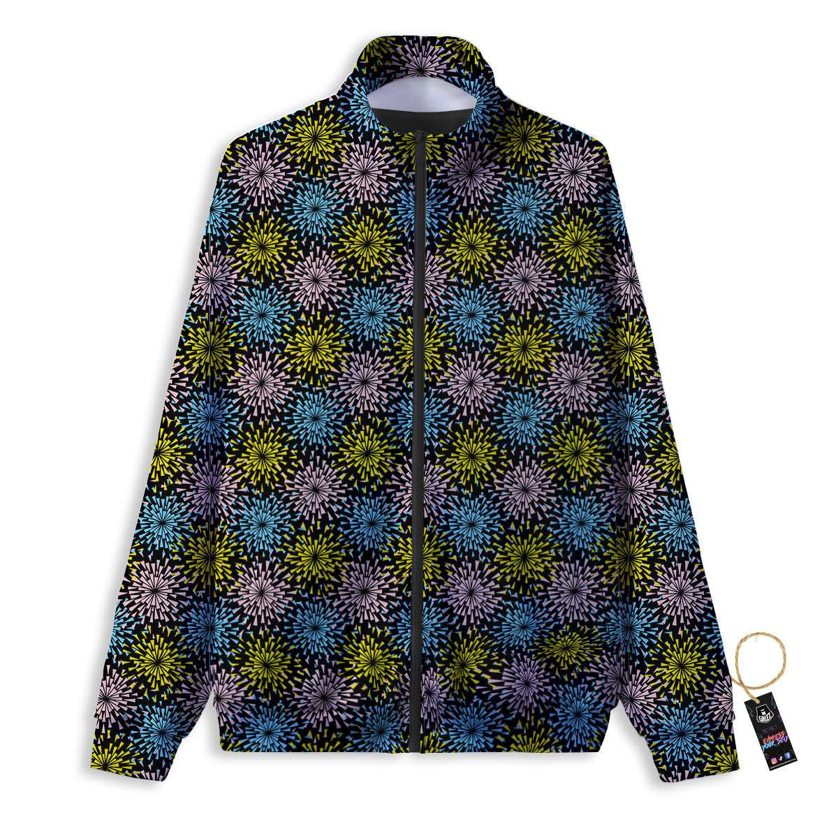 Fireworks Flowers Abstract Print Pattern Track Jacket-grizzshop
