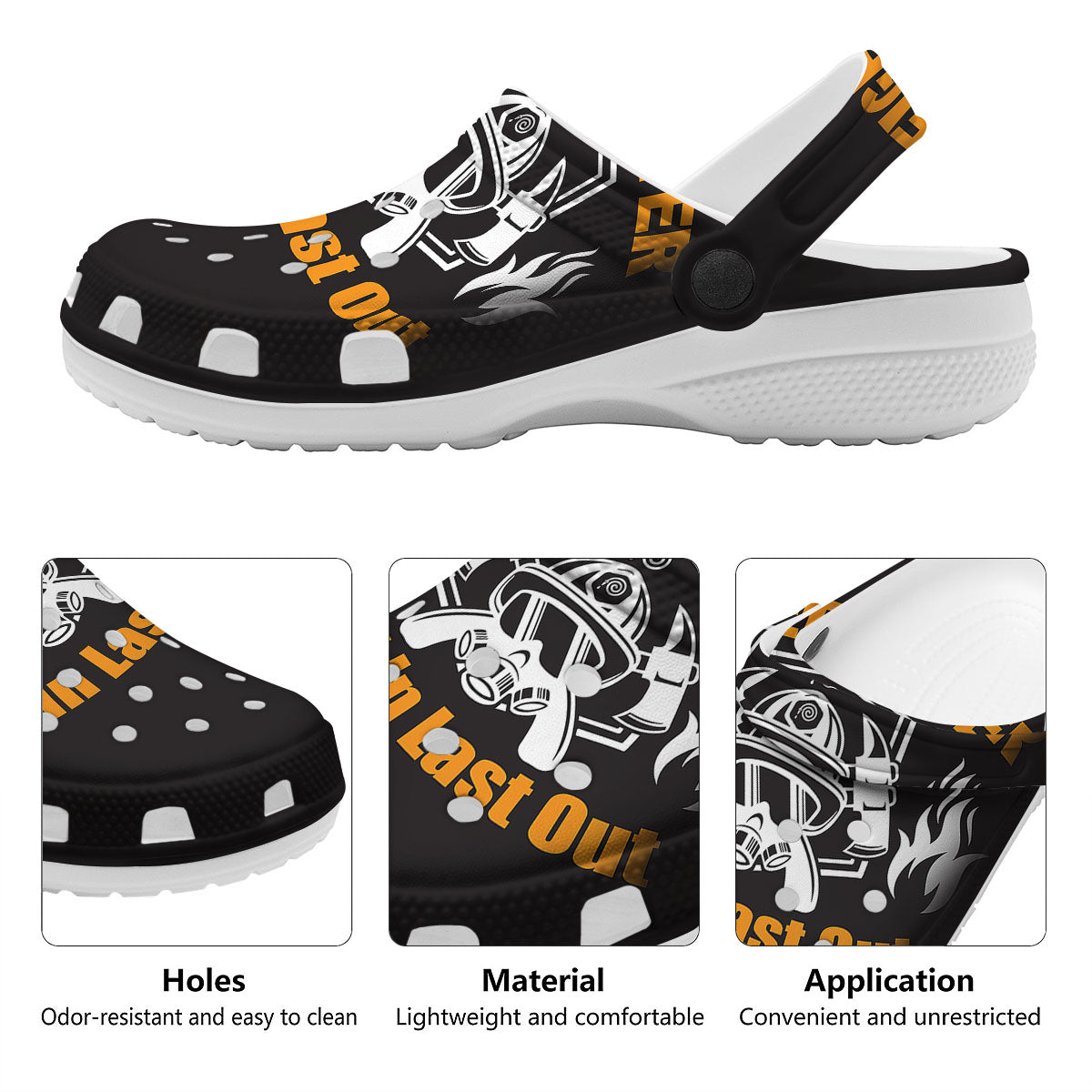 First In Last Out Firefighter Print Clog-grizzshop