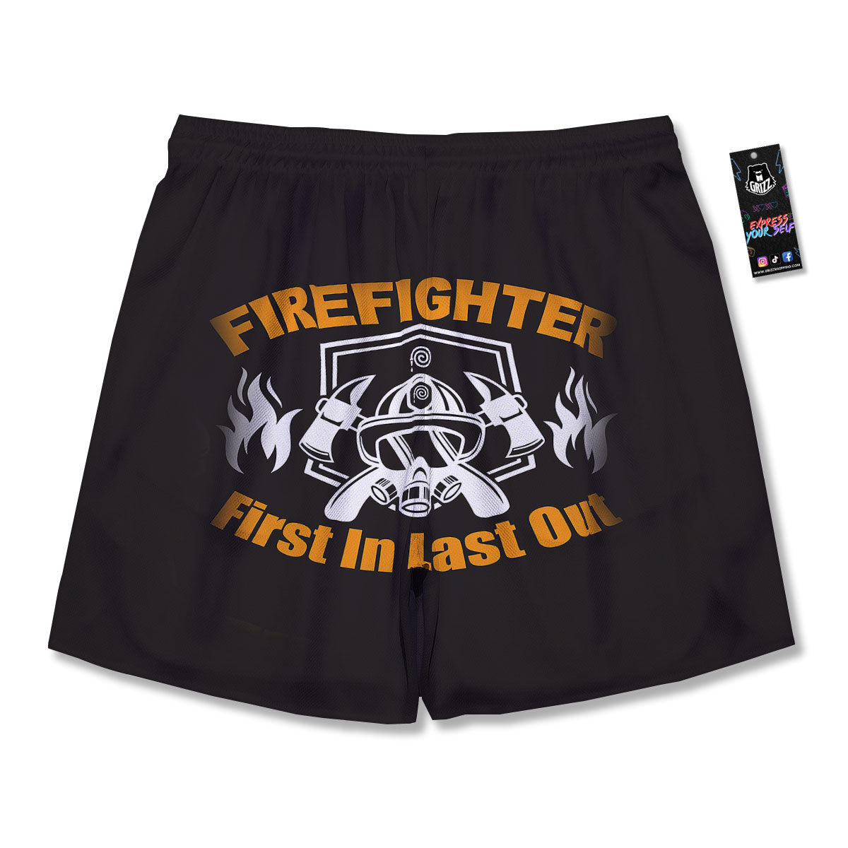 First In Last Out Firefighter Print Men's Running Shorts-grizzshop