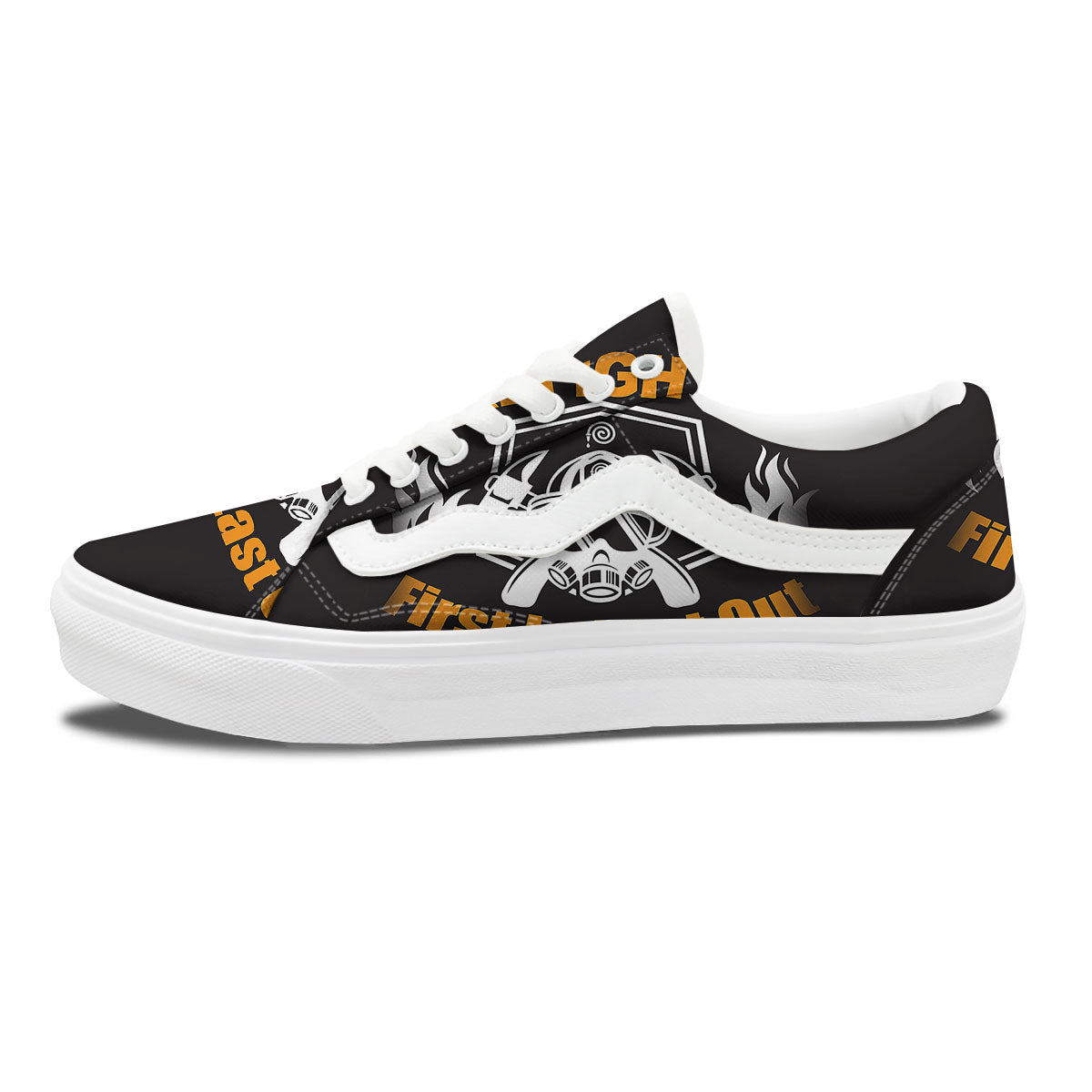 First In Last Out Firefighter Print Skate Shoes-grizzshop