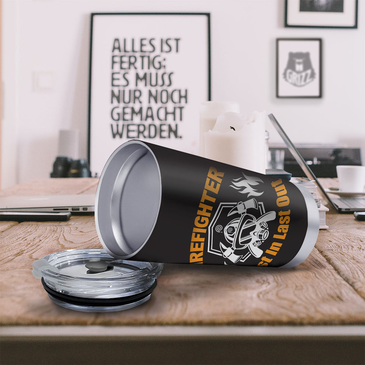 First In Last Out Firefighter Print Tumbler-grizzshop